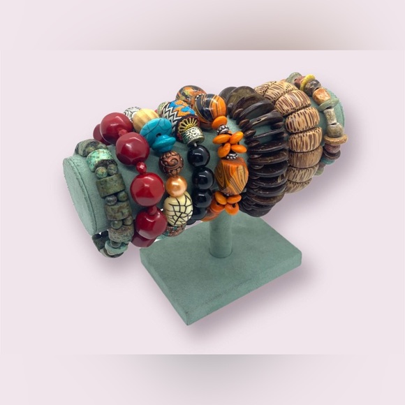 Retro Colourful Beaded Bracelets Mixed Jewelry Lot - Picture 2 of 9